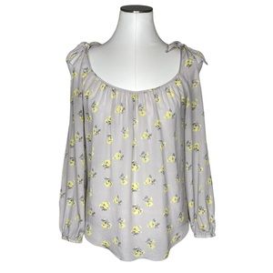Rebecca Taylor Silk Floral Cold Shoulder Blouse